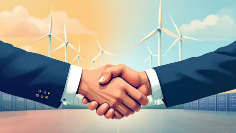 Handshake uk us business wind turbines data servers clean energy investment